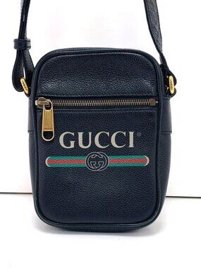 Gucci Shoulder Bag Logo Print Black